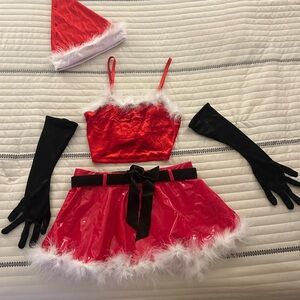 Dolls Kill Red and Black Holiday Skirt Set